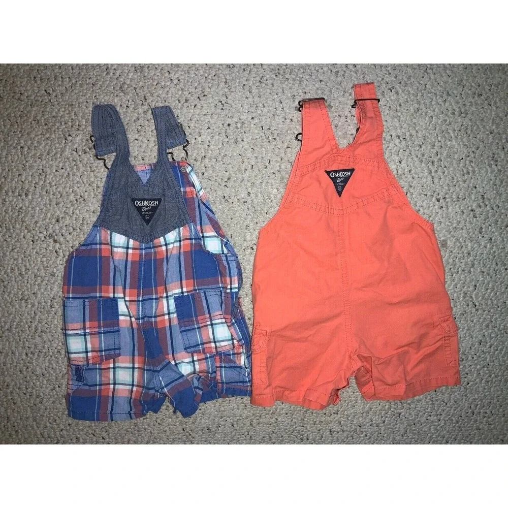 Osh Kosh‎ B'Gosh VNTG Sz 12M Bib Overalls Shorts Lot Of 2